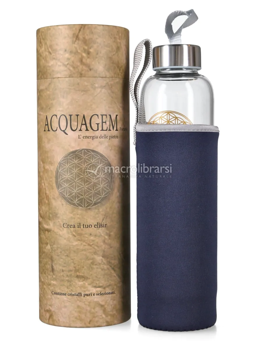 Acquagem - Bottiglia in Vetro con Pietre Fluorite