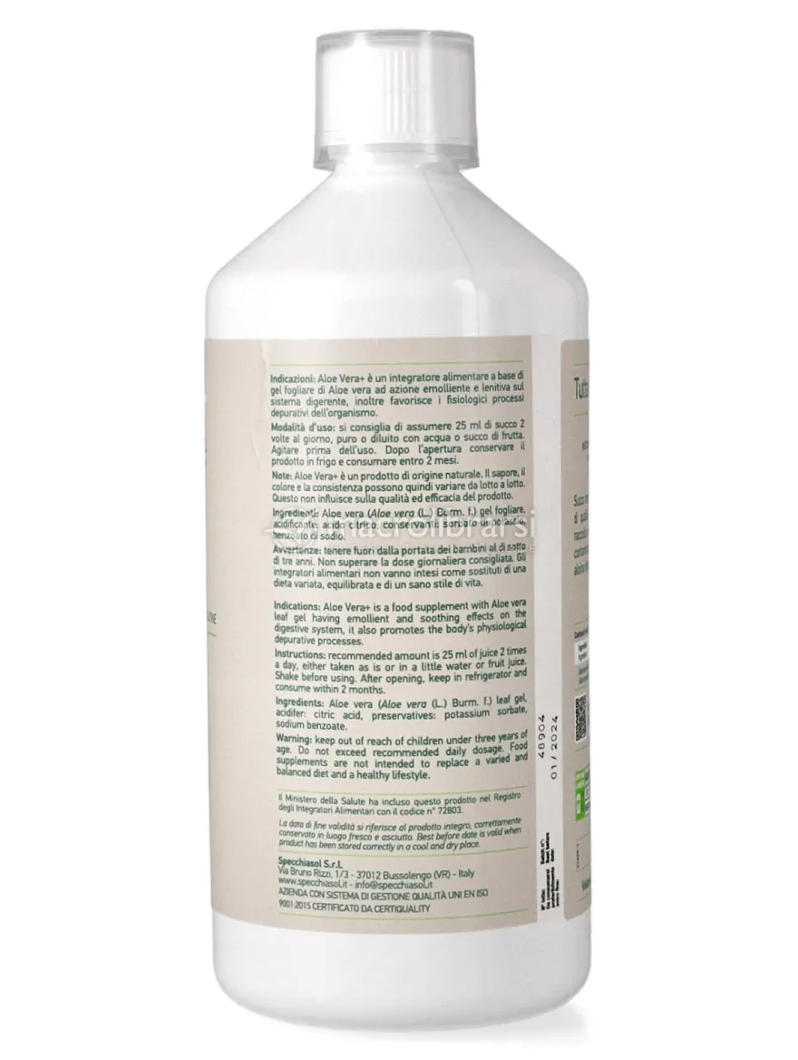 Aloe Vera con Gel Fogliare Puro da Bere