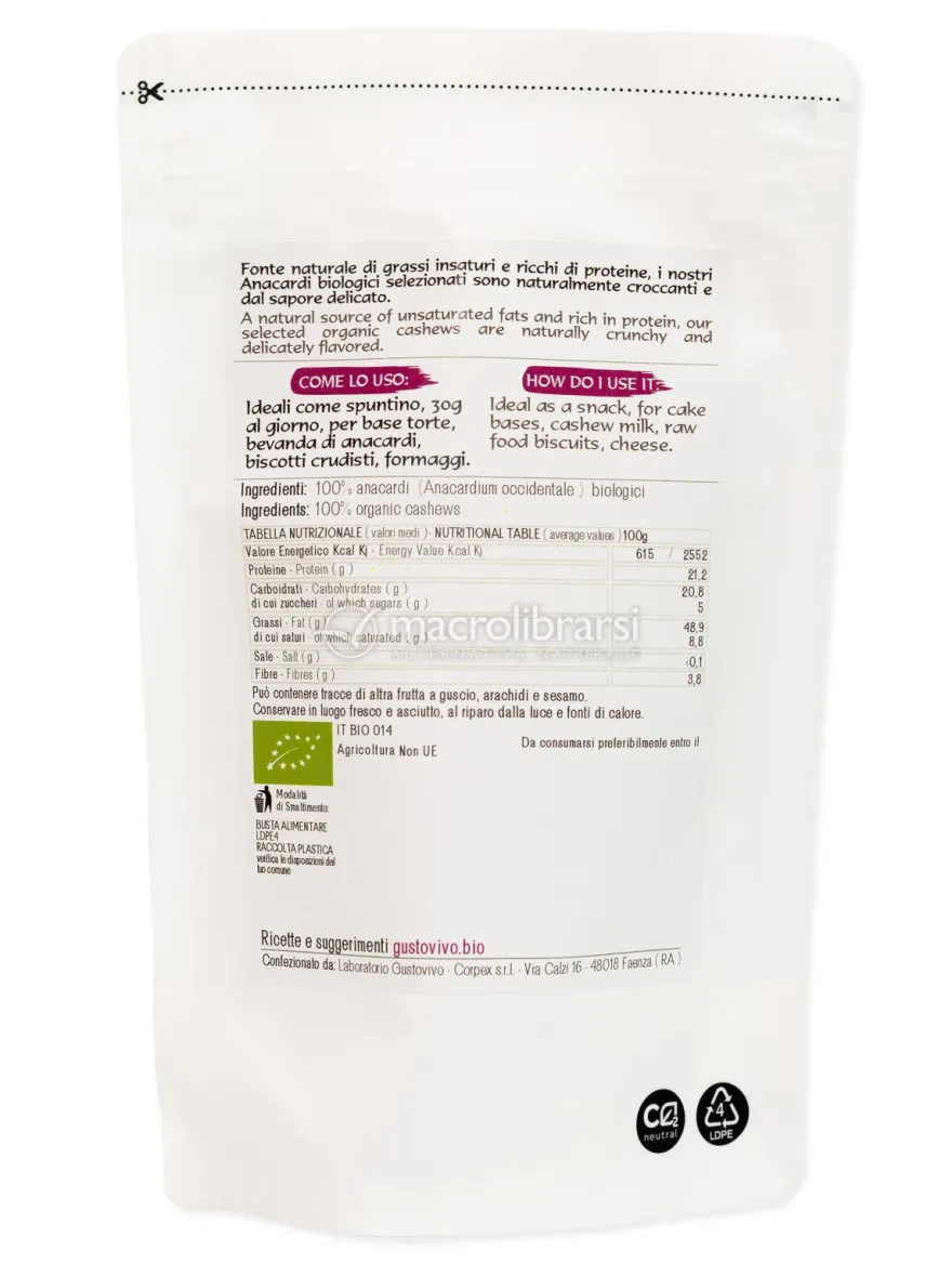 Anacardi Sgusciati Biologici - 250 g