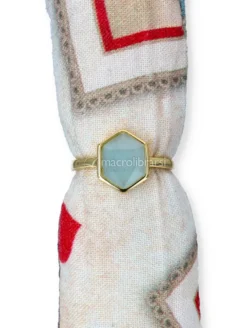 Anello in Argento 925 con Pietra Esagonale - Acquamarina
