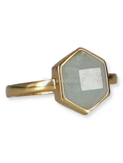 Anello in Argento 925 con Pietra Esagonale - Acquamarina