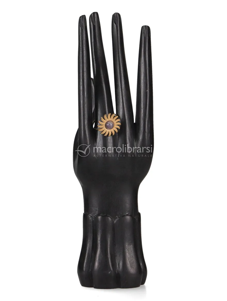 Anello Sole in Acciaio Inox - Ametista