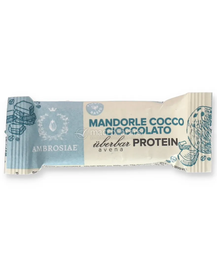 Überbar Avena Protein - Barretta Proteica Mandorle, Cocco e Cioccolato