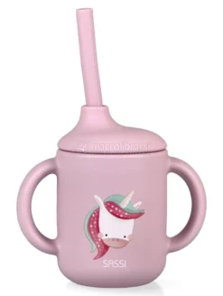Bicchiere in Silicone con Cannuccia - Unicorno