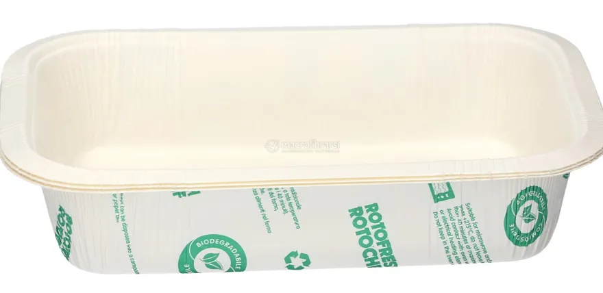 BioContenitori Natural in Carta senza Coperchio - 2/3 Porzioni - 3 Contenitori