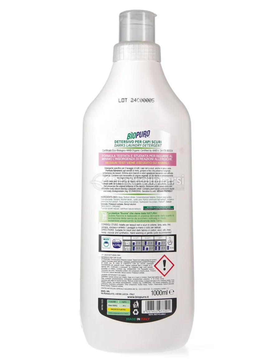 Biopuro Detersivo Capi Scuri Bio - Nero Intenso
