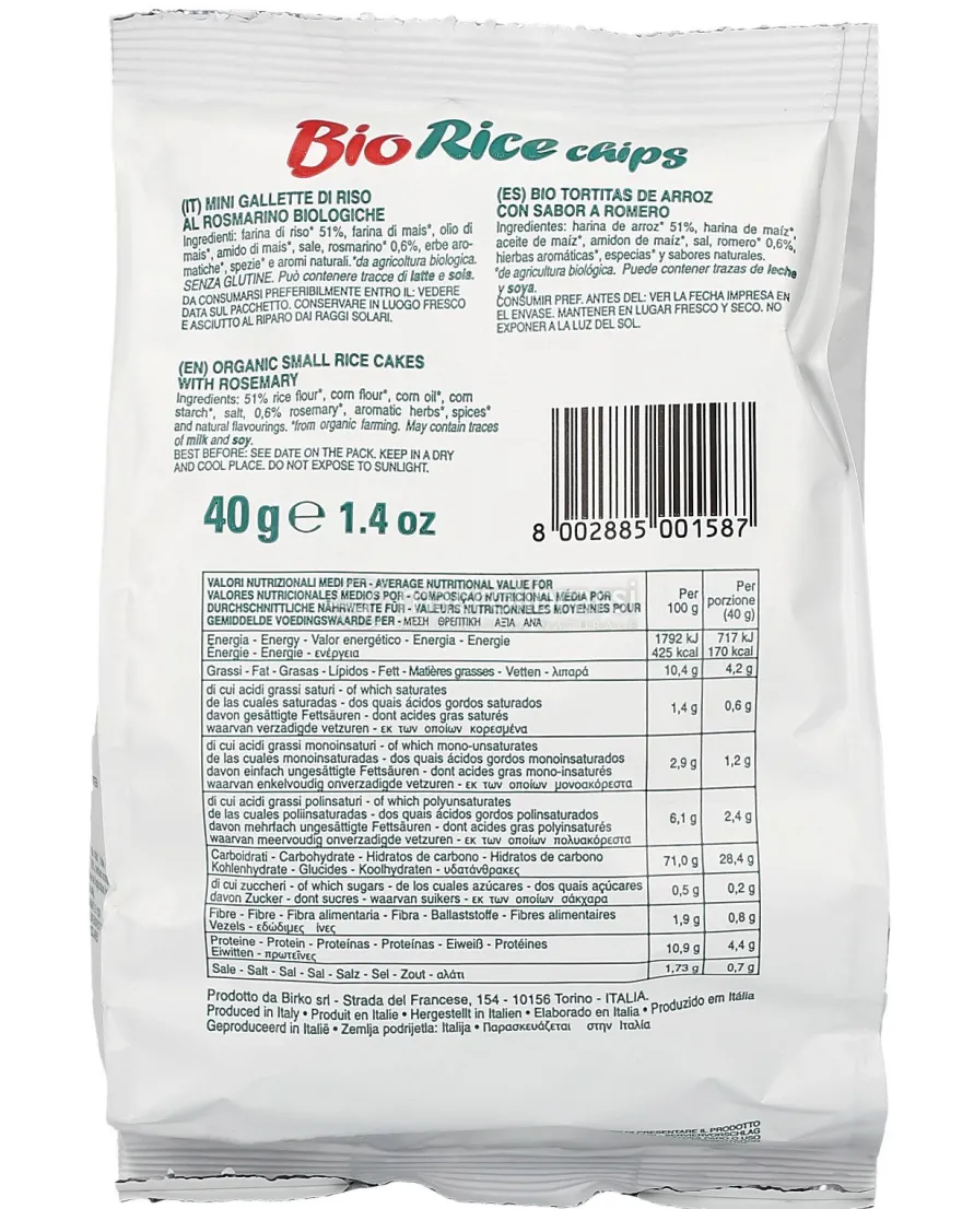 Bio Rice Chips Rosmarino - Snack di Riso
