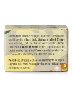 Bio Shampoo Solido Stimolante - Canapa, Argan e Curcuma