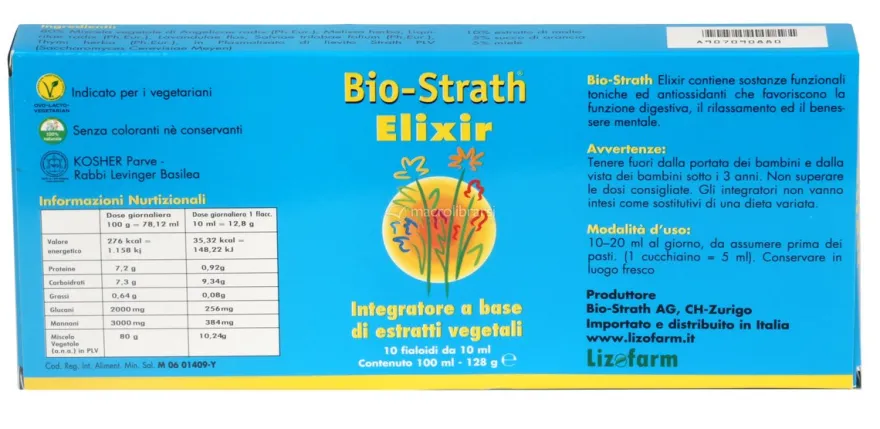 Bio Strath Elixir - Integratore a base di Estratti vegetali - 10 Fialoidi da 10 ml