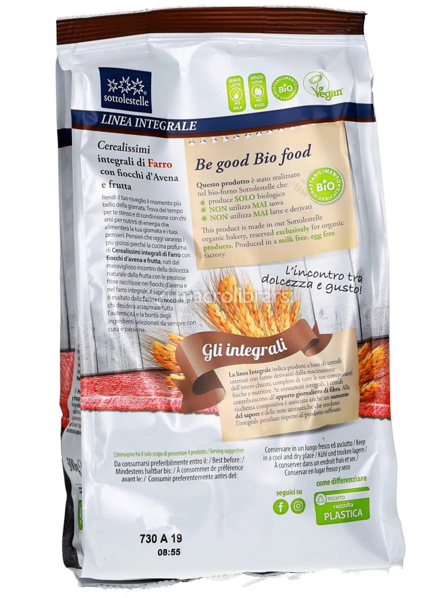 Biscotti "Cerealissimi" Integrali Farro Fiocchi d'Avena e Frutta Bio