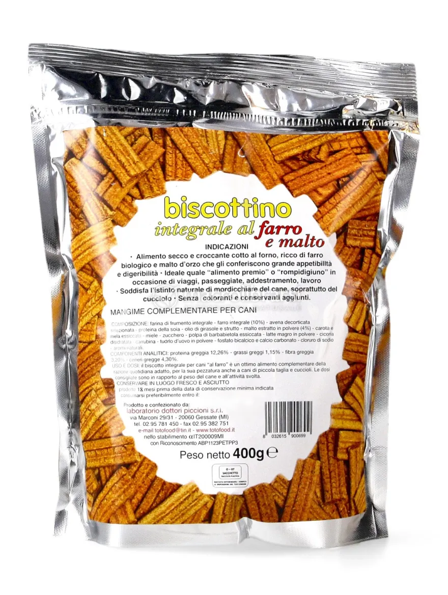 Biscottino Integrale al Farro e Malto per Cani