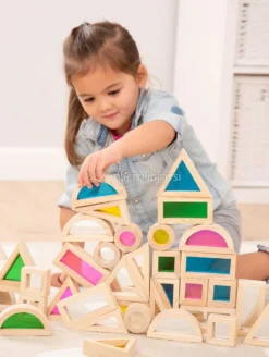 Blocchi Arcobaleno in Legno con Inserti Trasparenti