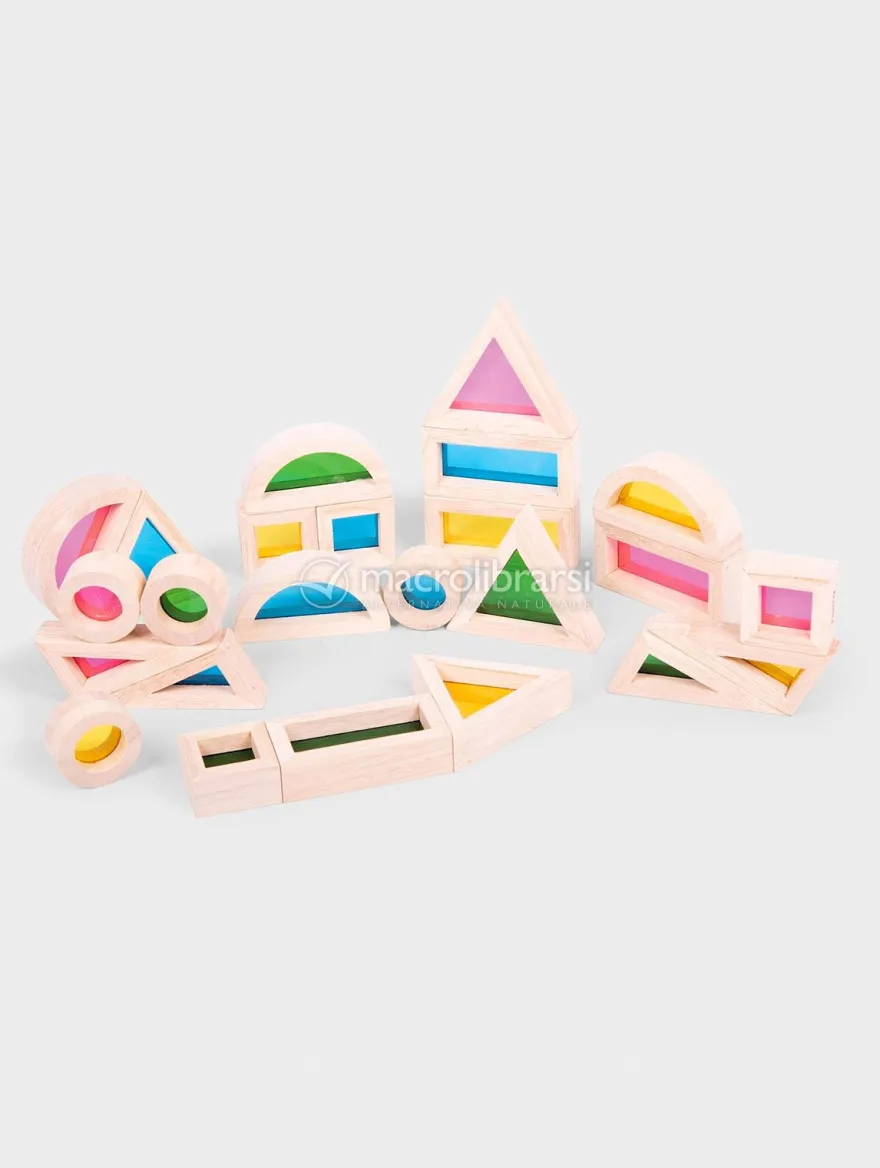 Blocchi Arcobaleno in Legno con Inserti Trasparenti