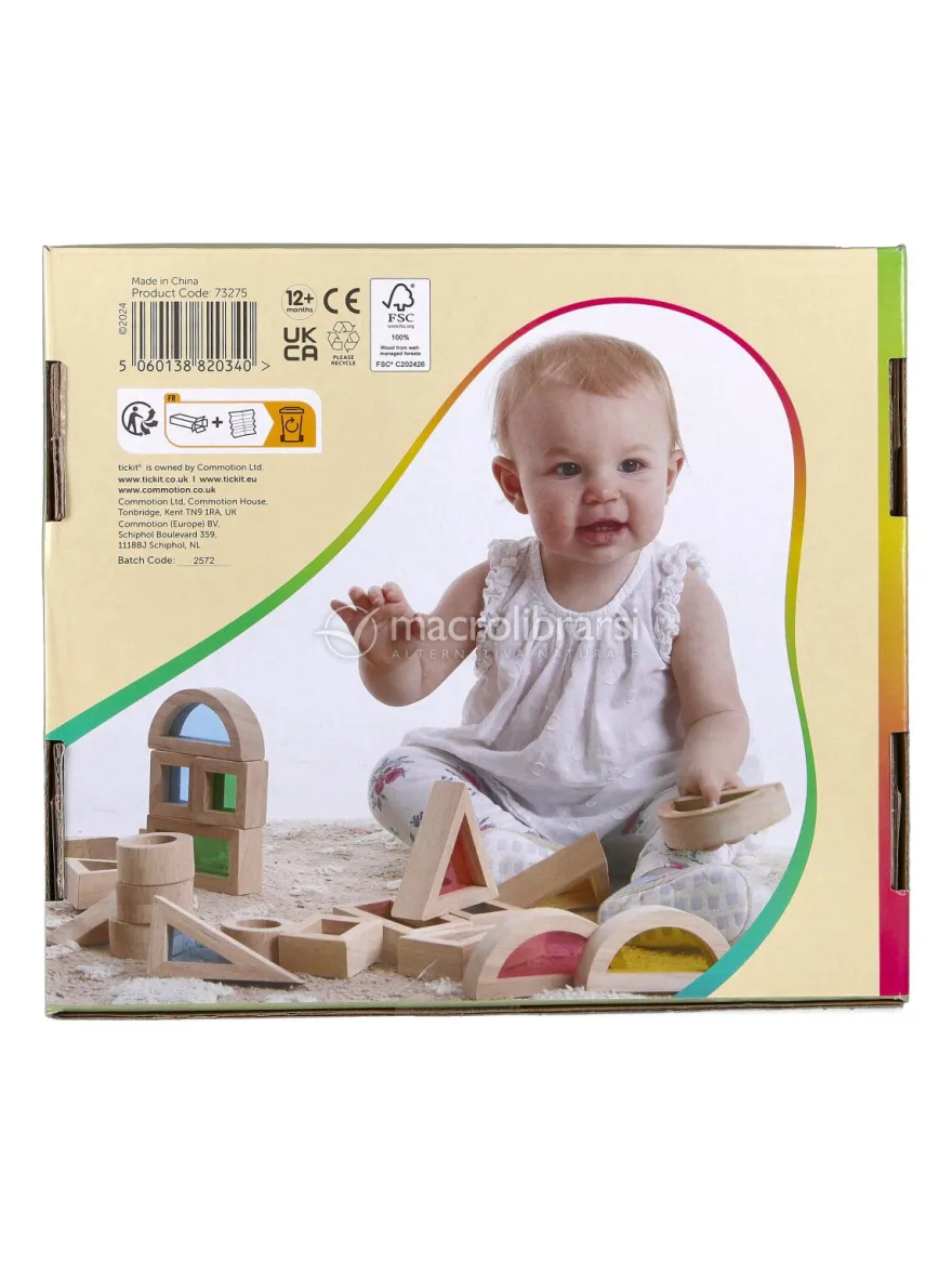 Blocchi Arcobaleno in Legno con Inserti Trasparenti