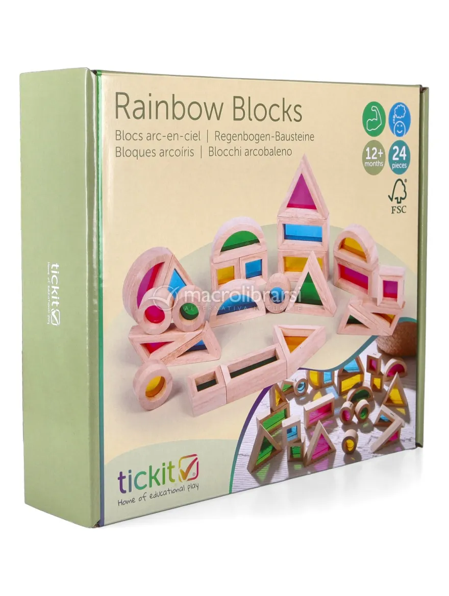Blocchi Arcobaleno in Legno con Inserti Trasparenti