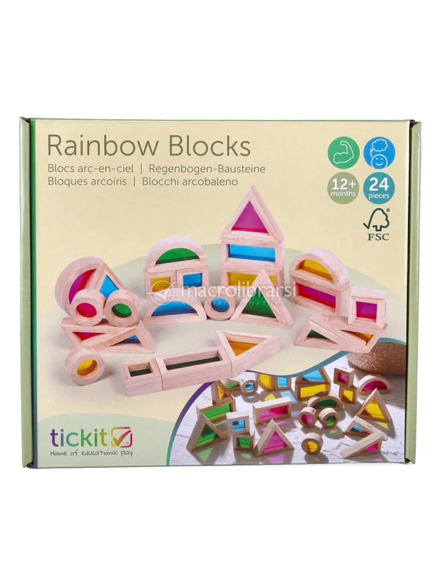 Blocchi Arcobaleno in Legno con Inserti Trasparenti