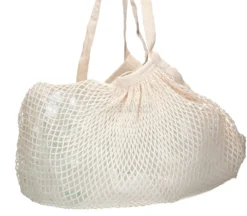 Borsa Shopping a Rete con Manico Lungo - Bianca