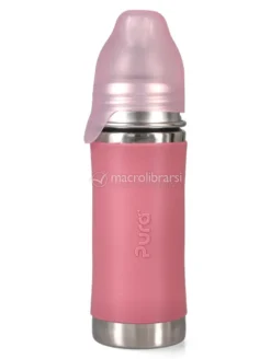 Bottiglia in Acciaio con Beccuccio in Silicone - 325 ml - Rosa
