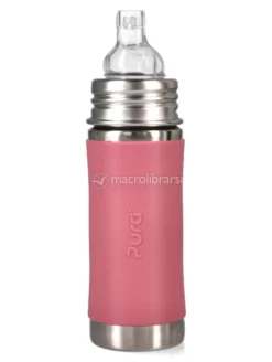 Bottiglia in Acciaio con Beccuccio in Silicone - 325 ml - Rosa