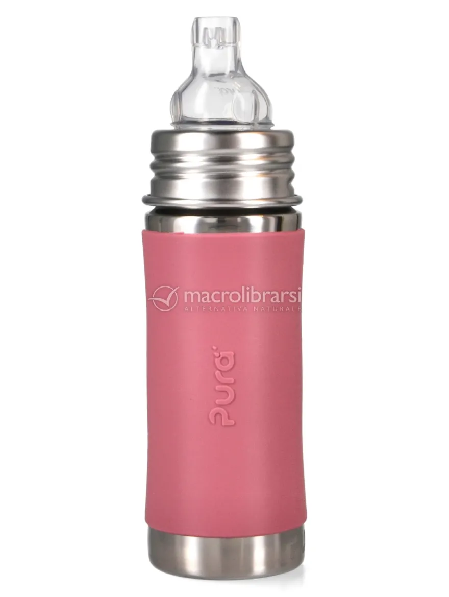Bottiglia in Acciaio con Beccuccio in Silicone - 325 ml - Rosa