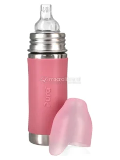 Bottiglia in Acciaio con Beccuccio in Silicone - 325 ml - Rosa