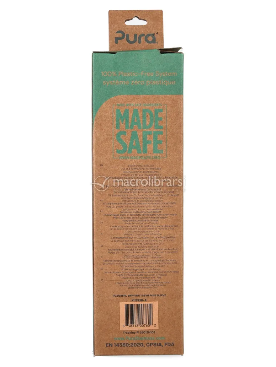 Bottiglia in Acciaio con Beccuccio in Silicone - 325 ml - Rosa