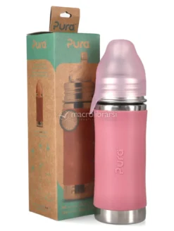 Bottiglia in Acciaio con Beccuccio in Silicone - 325 ml - Rosa