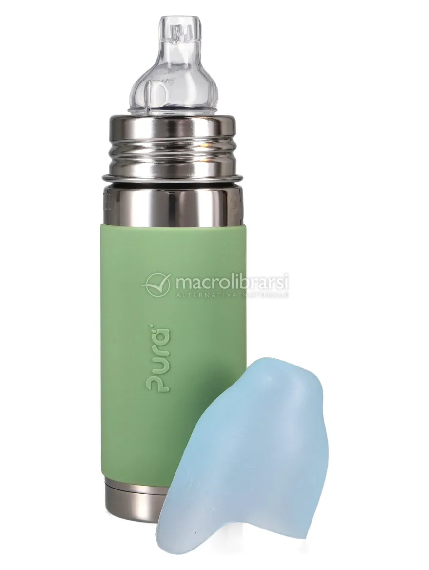 Bottiglia Termica in Acciaio con Beccuccio in Silicone - 260 ml - Muschio