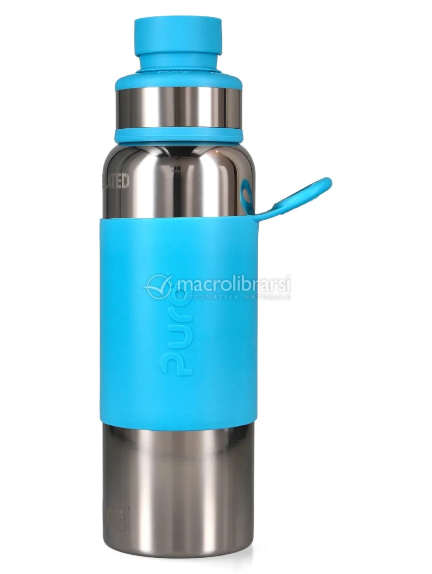 Bottiglia Termica in Acciaio con Tappo Sport - 650 ml - Azzurra