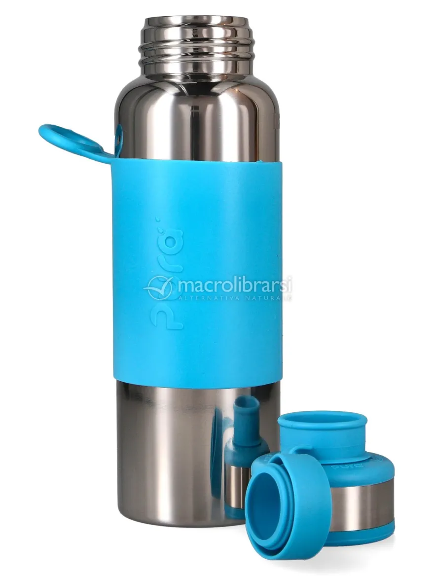 Bottiglia Termica in Acciaio con Tappo Sport - 650 ml - Azzurra