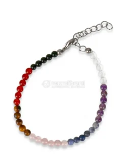 Bracciale 7 Chakra con Gancino - Gemme 4mm