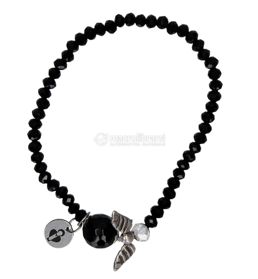 Bracciale con Cristalli Piccoli e Onice Nera