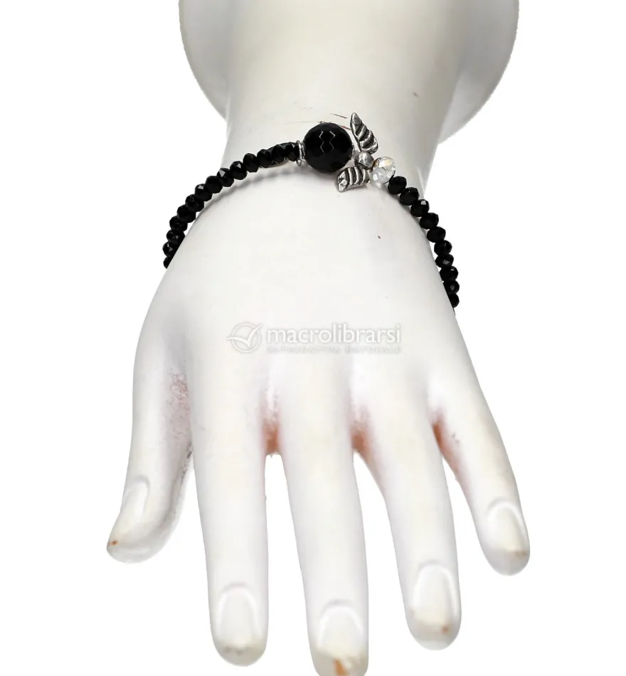 Bracciale con Cristalli Piccoli e Onice Nera