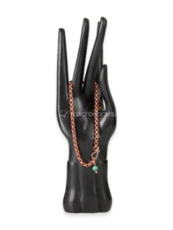 Bracciale in Rame con Catena Fine e Perla di Malachite