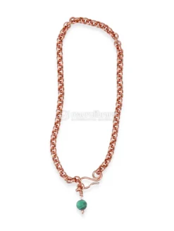 Bracciale in Rame con Catena Fine e Perla di Malachite
