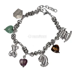 Bracciale Mamma in Acciaio con Gemme e Ciondoli