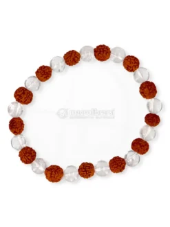 Bracciale Rudraksha e Cristallo di Rocca