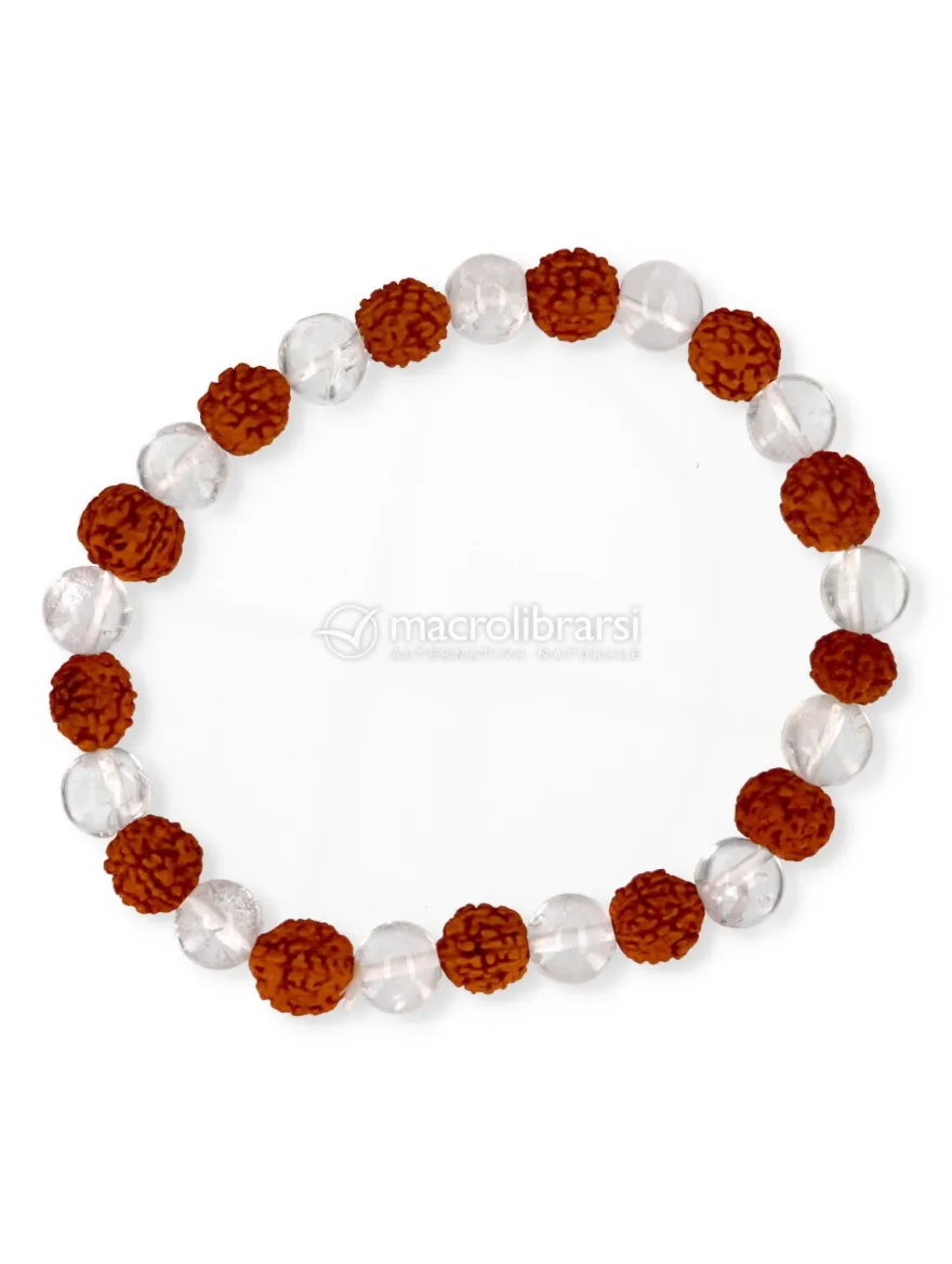 Bracciale Rudraksha e Cristallo di Rocca