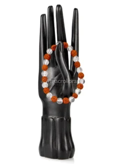 Bracciale Rudraksha e Cristallo di Rocca