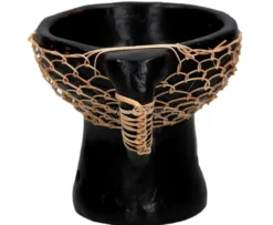 Bruciatore per Resine in Terracotta e Rattan con Manico - Nero