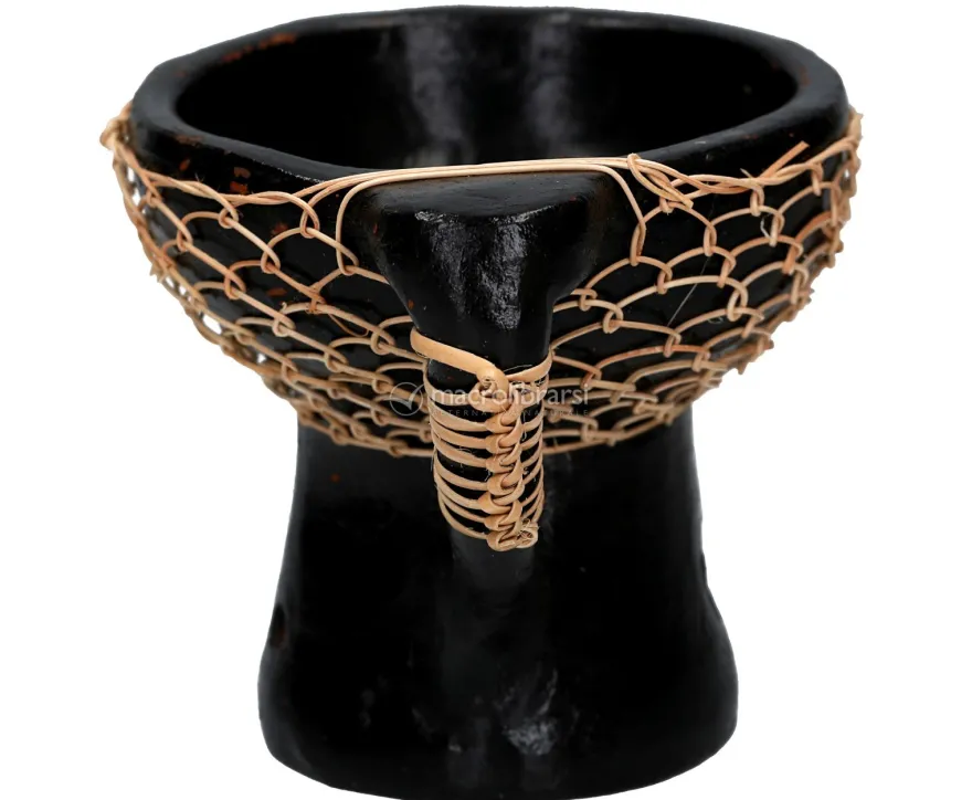 Bruciatore per Resine in Terracotta e Rattan con Manico - Nero