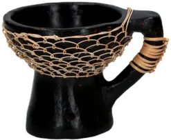 Bruciatore per Resine in Terracotta e Rattan con Manico - Nero