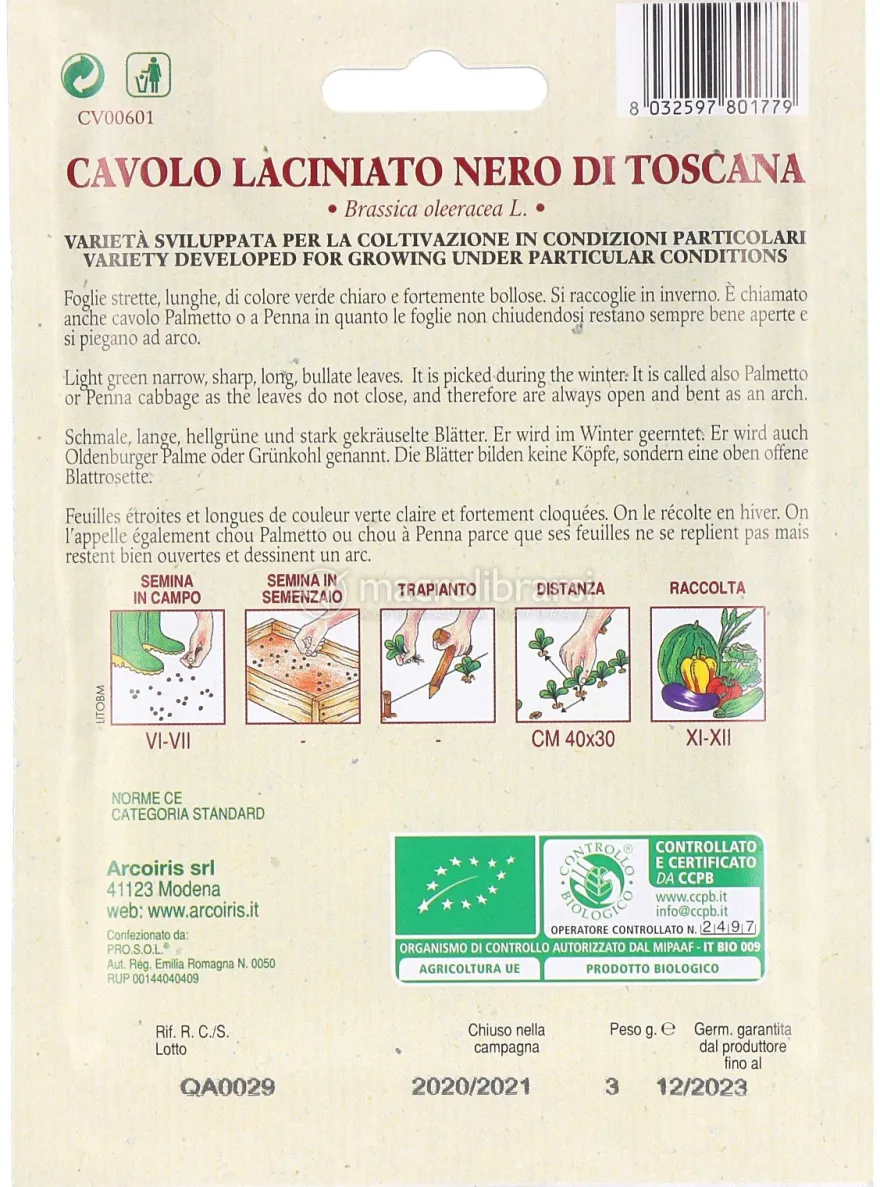 Bu090 - Cavolo Nero di Toscana - 3 g