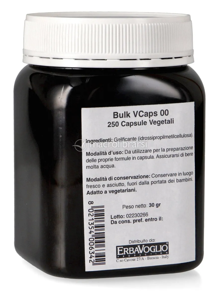 Bulk Vcaps 00 - 250 Capsule Vegetali Vuote