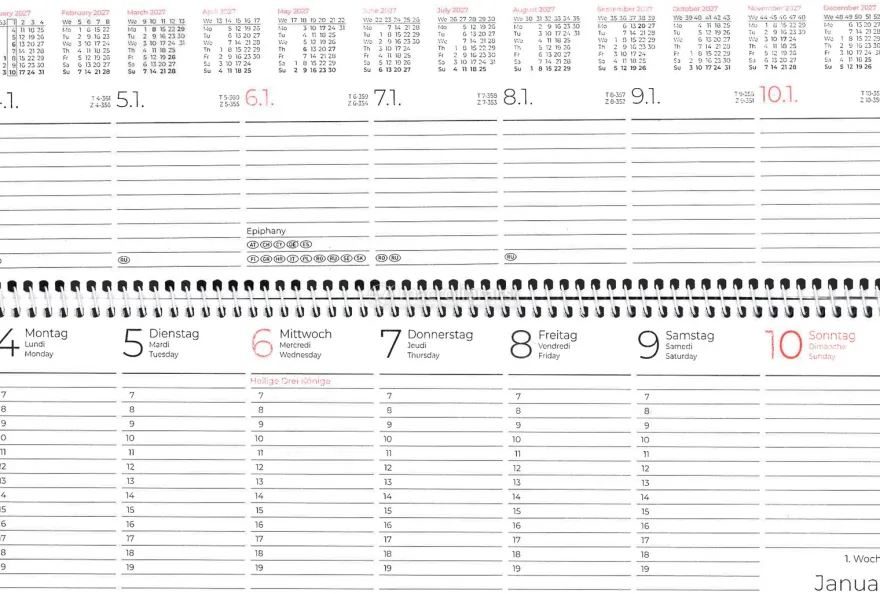Calendario da Tavolo Settimanale Zettler Rosso 2027