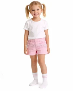 Calzini Bimba in Cotone Biologico "Tennis" Bianco e Rosa - 10/12 Anni