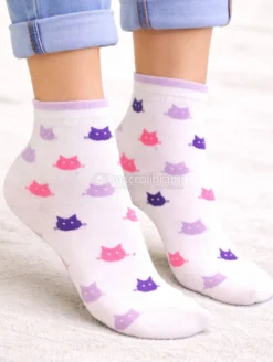 Calzini Donna in Cotone Bio Fantasia Gattino - Taglia 35/38