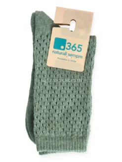 Calzini Donna Traforati in Lana Merino e Cotone Bio Verde - Taglia 35/38