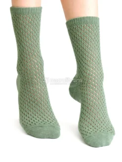 Calzini Donna Traforati in Lana Merino e Cotone Bio Verde - Taglia 35/38