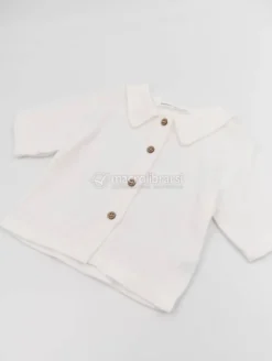 Camicia Bimbo a Maniche Corte - Offwhite - 3m